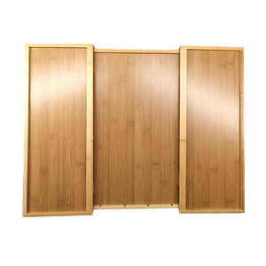 Boîte à couteaux rétractable, plateau à compartiments réglables en bambou pour vaisselle de style occidental, boîte de rangement pour ustensiles de cuisine domestiques - Product Image 2