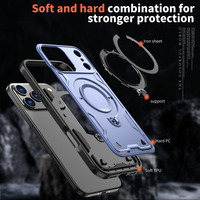 Funda Magnética 2 en 1 para Teléfono TPU PC 360 ° Funda Protectora Giratoria con Anillo y Protección de Lente de Cobertura Total a Prueba de Golpes para iPhone 18 17 Pro Max