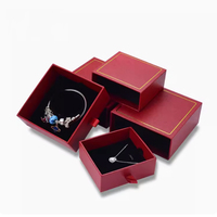 Boîtes à bijoux en carton recyclables de haute qualité, noires et rouges, pour boucles d'oreilles, bagues, colliers et bracelets, vente en gros