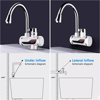 Robinet de cuisine en acier inoxydable à double poignée avec douchette latérale, mitigeur d'eau chaude/froide instantanée électrique, à poser sur comptoir, avec cartouche céramique