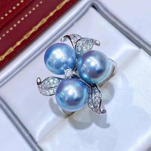 อุปกรณ์ทำเครื่องประดับมุก DIY 10536 แหวนเงินแท้ S925 พร้อมฐานตั้งเครื่องประดับเงินแฟชั่น สำหรับใส่ลูกปัดทรงกลมขนาด 8-10 มม. - Product Image 4