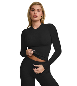 Vêtements d'automne pour femmes 2023 Custom Lounge Wear Long Sleeve Tight Dupe Two Piece Set - Product Image 2
