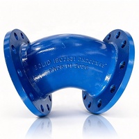 Fer ductile d'usine 45 °   Coude à double bride PN25 GOST ISO2531 avec revêtement époxy bleu pour la construction de pipelines d'eau potable en Russie