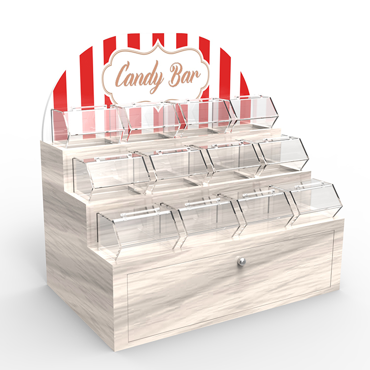 Modern Wooden Tabletop Candy Display Rack Newly Arrived Wooden Display Stand for Supermarket Store Ideas — view 3