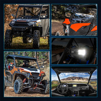 Kit de rétroviseurs latéraux LED 12V pour voiture, pliables, pour Polaris Ranger, barre de protection ronde, Can Am Defender, cage de protection
