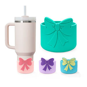 Diseño de <span class=keywords><strong>mariposa</strong></span> creativo, cubierta de silicona inferior de Copa, 7,5 cm de diámetro, barra Universal, vaso protector, bota, accesorio para beber - Product Image 1