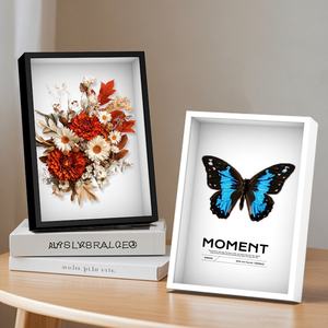 Cadre photo de table 3D en argile creuse, fait main, avec papillon et insecte, pour fleurs séchées, modèle 2026 - Product Image 5