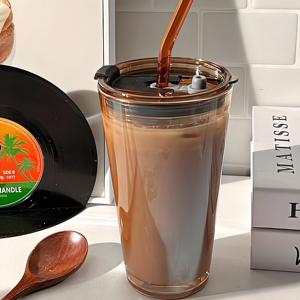 450ml semplice e moderno vetro <span class=keywords><strong>Aurora</strong></span> doppia tazza colorata paglia tè latte coperchio nuovo Design Tumbler per <span class=keywords><strong>caffè</strong></span> - Product Image 3