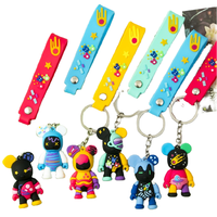 Porte-clés Ours Violent en Caoutchouc Coloré, Motif Graffiti Ciel Étoilé Lumineux, Ornement de Sac, Vente Chaude Transfrontalière