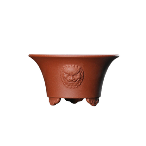Maceta de Arcilla Morada Yixing con Diseño de Cara de León, Forma Cónica, Hecha a Mano, para Bonsái, Estilo Antiguo, Tamaño Pequeño - Product Image 5