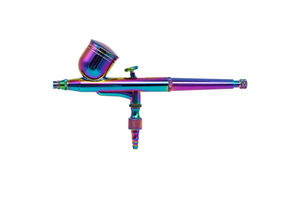 ชุดแอร์บรัชแบบป้อนสีด้วยแรงโน้มถ่วงแบบสองระบบ สีรุ้ง ขนาด 0.3 มม. พร้อมถ้วยด้านบนขนาด 7 มล. สำหรับงานตกแต่งรถยนต์ งานศิลปะแบบจำลอง และตกแต่งเค้ก - Product Image 1