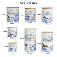 Ensemble de pots de cuisine en céramique de Séville avec couvercle en bambou, pot de conservation alimentaire en porcelaine orange méditerranéenne, vente en gros