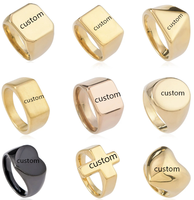 Individuell Gravierter Siegelring in Verschiedenen Stilen aus Edelstahl Personalisierter Text Fingerring Geschenk für Frauen Männer