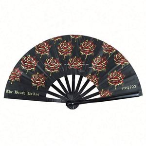 Nuevo Abanico Plegable Grande de Bambú con Logotipo Personalizado, Portátil, para Baile, Regalo para Festivales, Técnica Pintada - Product Image 6