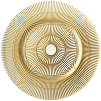 Assiettes de présentation rondes en verre transparent de 13 pouces avec fils dorés et violets, élégantes et abordables pour mariages, événements et décorations de fête
