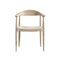 Chaise de salle à manger empilable ronde en chêne massif, dossier incurvé moderne, tissée, pour la maison, le bureau, les salons, les événements, la location de mariage