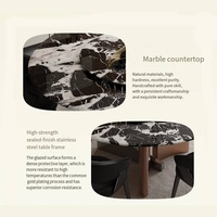 Table à manger ronde moderne noire en marbre, fabriquée en Chine, pour salle à manger