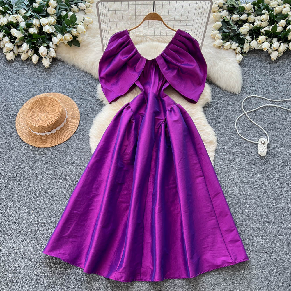 Low Price Purple Puffy Dresses O-Neck Design, Pearl Applique | Alibaba.com