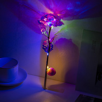 Rose arc-en-ciel Galaxy avec lumière LED, rose en feuille d'or 24 carats pour la Saint-Valentin, la fête des mères, un cadeau d'anniversaire