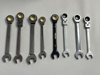 Jeu de clés à cliquet combinées en nickel gris plaqué SAE, clé à anneau en acier au carbone avec CRV