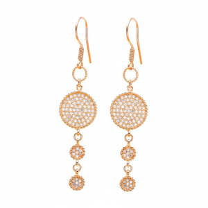 Rounded Hook Zircon Stone Earrings Turkish Wholesale Handmade 925 Sterling Silver Jewelry for Women - Product Image 2