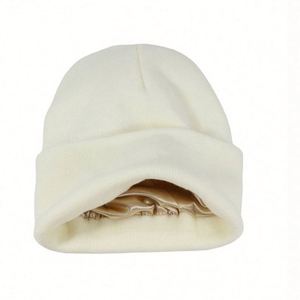 HOT SALE WINTER CUSTOM TOQUES SATIN LINED BEANIE CAP KNITTED <b>HATS</b> - Product Image 3
