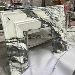 Cheminée en marbre blanc Arabescato de style classique moderne italien pour la décoration intérieure de la maison - Product Image 3