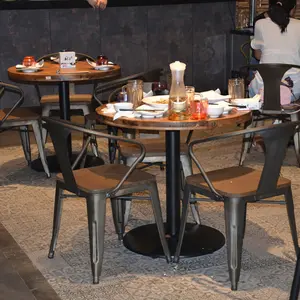 Diskon besar kustom tahan lama industri kayu komersial proyek makan hotel kafe restoran meja mebel dan kursi