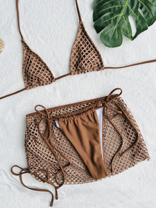 STOCK 6 Couleurs SANS PAD Mini Bikini Ensemble Résille Superposition 3 Pièces Maillots De Bain <span class=keywords><strong>Voir</strong></span> À Travers La Plage Jupe Cover Ups - Product Image 2