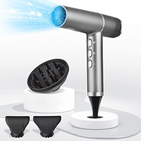 Sèche-cheveux électrique professionnel compact haute vitesse 1850W 110 000 tr/min sans balais ionique avec diffuseur pour usage commercial en salon, en plastique