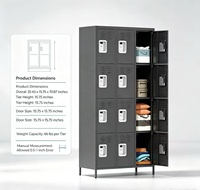 Casier métallique à 12 portes, armoire de rangement en acier pour école, gymnase, employés, organisateur de lieu de travail avec serrure numérique