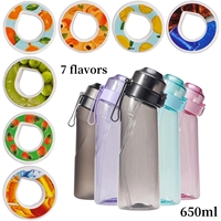 Bouteille d'eau aromatisée à l'air avec 7 anneaux d'arôme Bouteille d'eau sportive anti-fuite 650ml Fashion Straw Tritan Plastic Cup