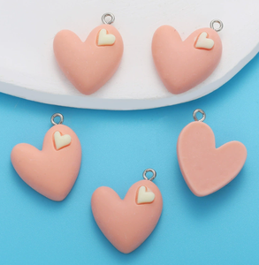 Nuovo Design cuore in resina Flatback cabochon Charms con anello foro per fai da te gioielli Deco parti artigianali - Product Image 5