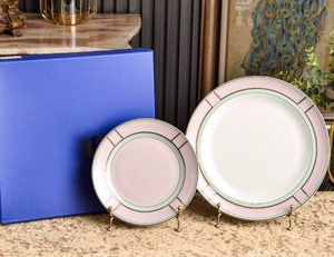 Green Rim Porcelain <b>Plate</b> Dinner <b>Plate</b> Salad <b>Plate</b> Serving Dish for Home Hotel Cafe - Product Image 3
