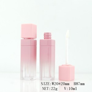 Tube de brillant à <span class=keywords><strong>l</strong></span>èvres carré dégradé rose avec logo personnalisé 10ml Récipient cosmétique vide en plastique avec traitement de surface de sérigraphie - Product Image 2