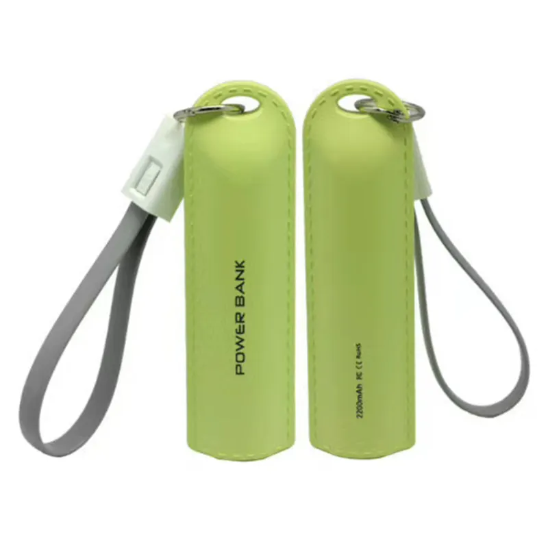 Small And Portbale Power Bank Mobile Charger 2 In 1 KeyチェーンCable Power Bank With Leather Effect 2000Mah/2200Mah/2600Mah
