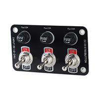 Panneau de commutation à 3 interrupteurs avec prise de courant et fusible, tableau de distribution 10A compatible pour voiture et bateau 12V-24V, panneau de commutation à bascule