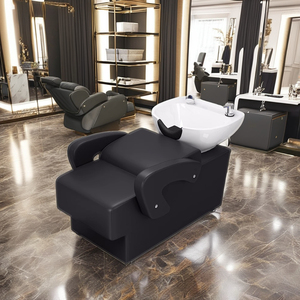 Mueble Portátil para Salón de Belleza SUCCESSOR, Lavabo para Lavar el Cabello con Base de Cerámica, Unidad de Lavado de Cabello con Respaldo de Cuero Sintético, Ajustable, de Madera - Product Image 3
