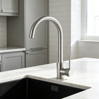 Robinet de cuisine moderne à poignée unique en acier inoxydable 304, robinet mélangeur pour évier, adapté aux hôtels et appartements