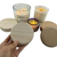 Vente de gros Couvercle en bois de pin personnalisé avec anneau en silicone pour pot à bougie