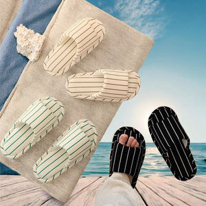 Ciabatte Semplici a Righe in Cotone e <span class=keywords><strong>Lino</strong></span> Antiscivolo Leggere e Morbide per Uomo e Donna <span class=keywords><strong>Calzature</strong></span> Universali per Esterni e Casa - Product Image 2