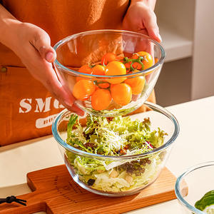Grande insalatiera per uso domestico <span class=keywords><strong>trasparente</strong></span> resistente alle alte Temperature ispessita ad alto <span class=keywords><strong>vetro</strong></span> borosilicato forno a microonde sicuro personalizzato - Product Image 2
