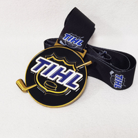 Médailles de hockey personnalisées en gros - Médailles sportives en métal avec placage nickel noir et impression typographique pour les vainqueurs de courses