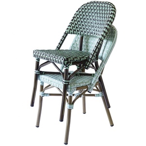 Moderno giardino esterno francese vimini alluminio bar sala da pranzo mobili verde chiaro bar Rattan sedia da bistrot - Product Image 6