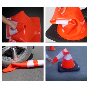 Cono de Advertencia de Tráfico de Plástico 700 PVC de 28 Pulgadas de Alto, Cono de Seguridad Reflectante para Peligros en Carreteras y Calles - Product Image 5