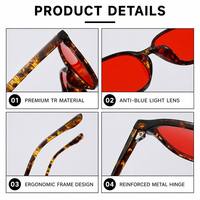 Kacamata Anti Cahaya Biru Sunray Refined Square Oval TR Full Rim Frame Lensa Merah Berwarna Diamond Rivet Slim Temple Unisex OEM