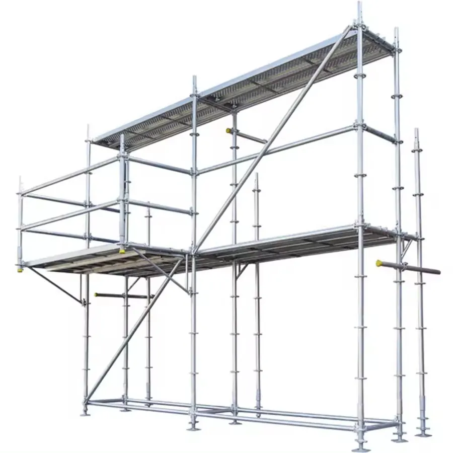 Andaimes para construção Andaimes de aço ajustáveis galvanizados com suporte de escoramento usados e rodas e plataforma de andaimes