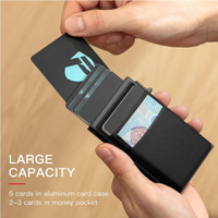 Dompet Kartu Kredit Bisnis Minimalis Anti-RFID dengan Kantong Uang dan Tempat Kartu Logam untuk Uang Kertas
