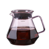Ensemble de cafetière à filtre en verre transparent résistant à la chaleur, luxe, écologique, filtre rose de qualité alimentaire, pot à partager en diamant, tasse à thé