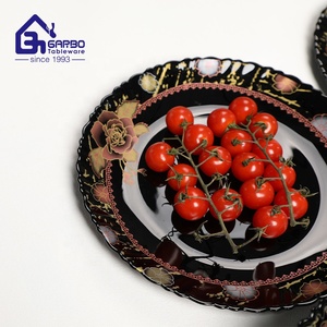 Vaisselle en verre <span class=keywords><strong>opale</strong></span> noir haut de gamme, assiette et bol en verre <span class=keywords><strong>opale</strong></span> noir pour le marché algérien et égyptien, décalcomanie personnalisée, nouveau design d'usine - Product Image 6